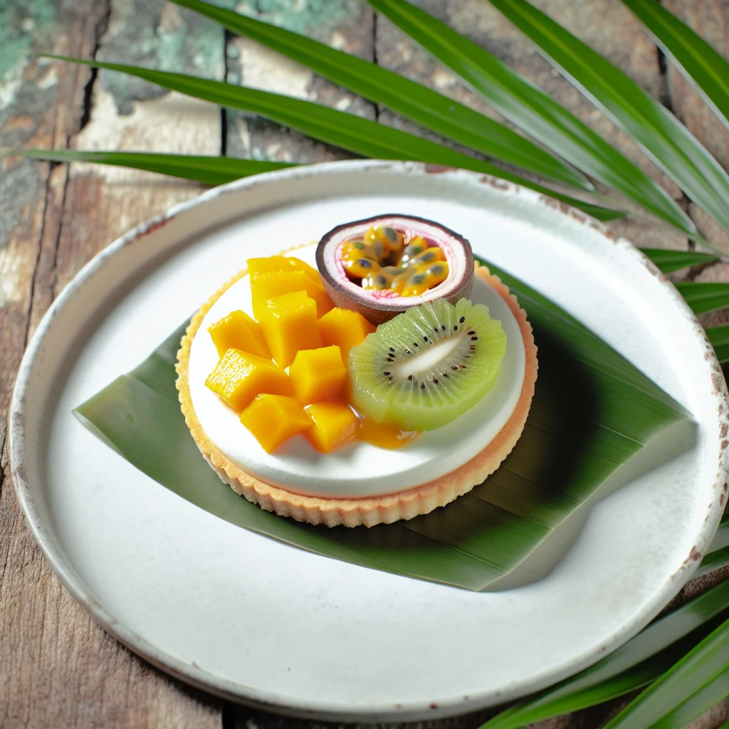 Tarte aux fruits exotiques et mousse de coco