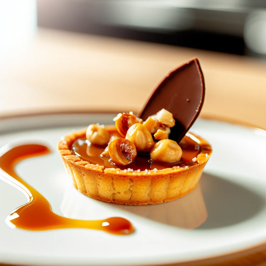 Tartelette au caramel salé et éclats de noisettes