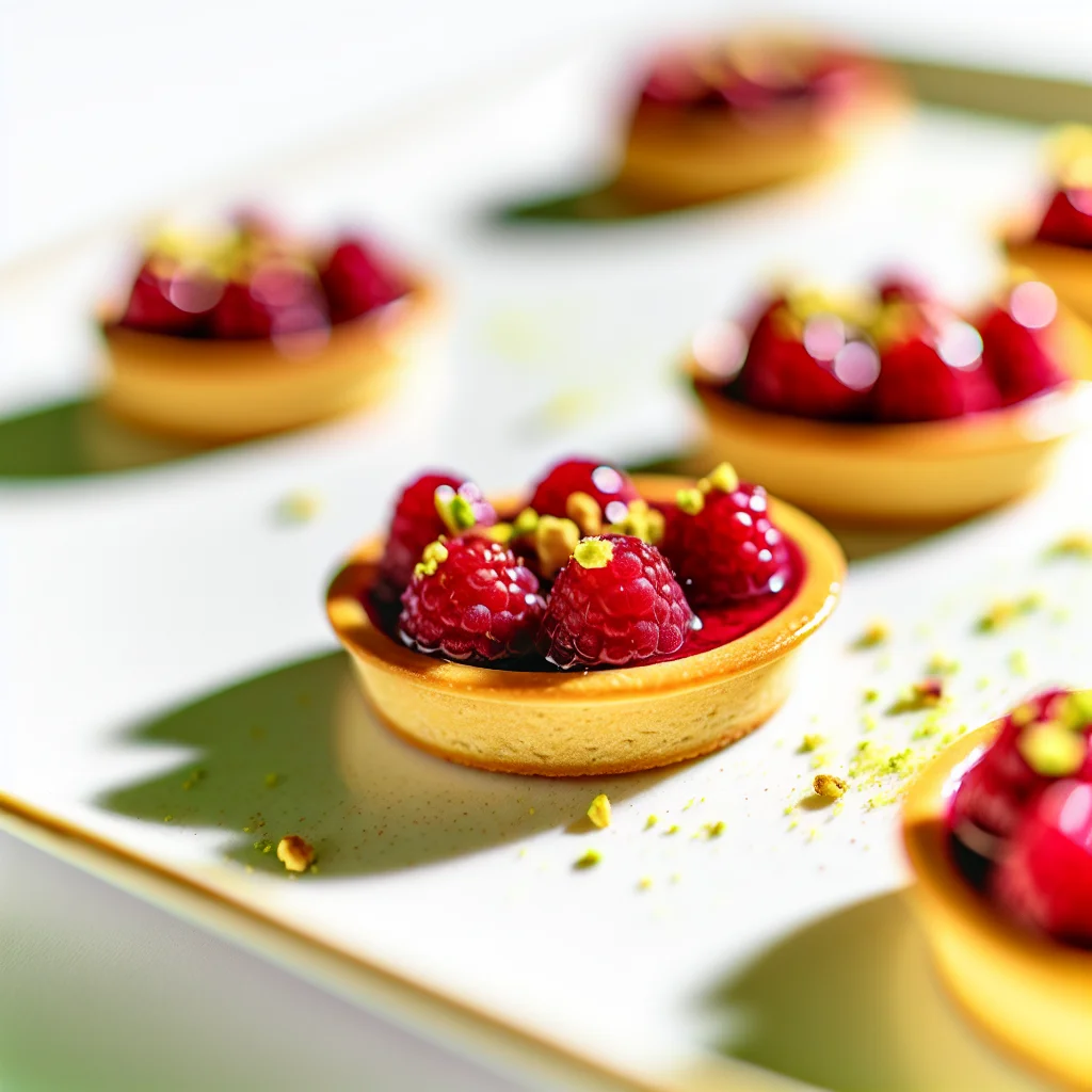 Tartelette aux framboises et crème de pistache
