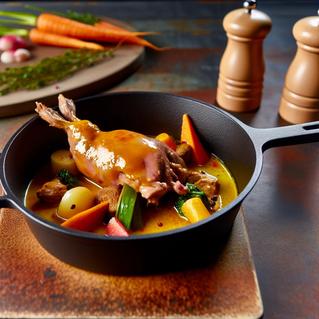 Tendre lapin au vin blanc et aux légumes