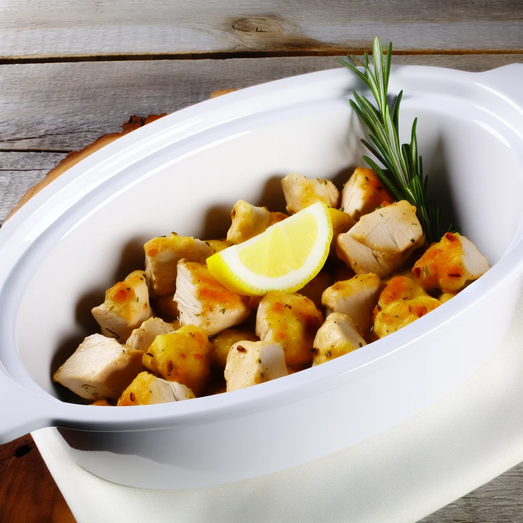 Tendres cubes de poulet au citron et au romarin