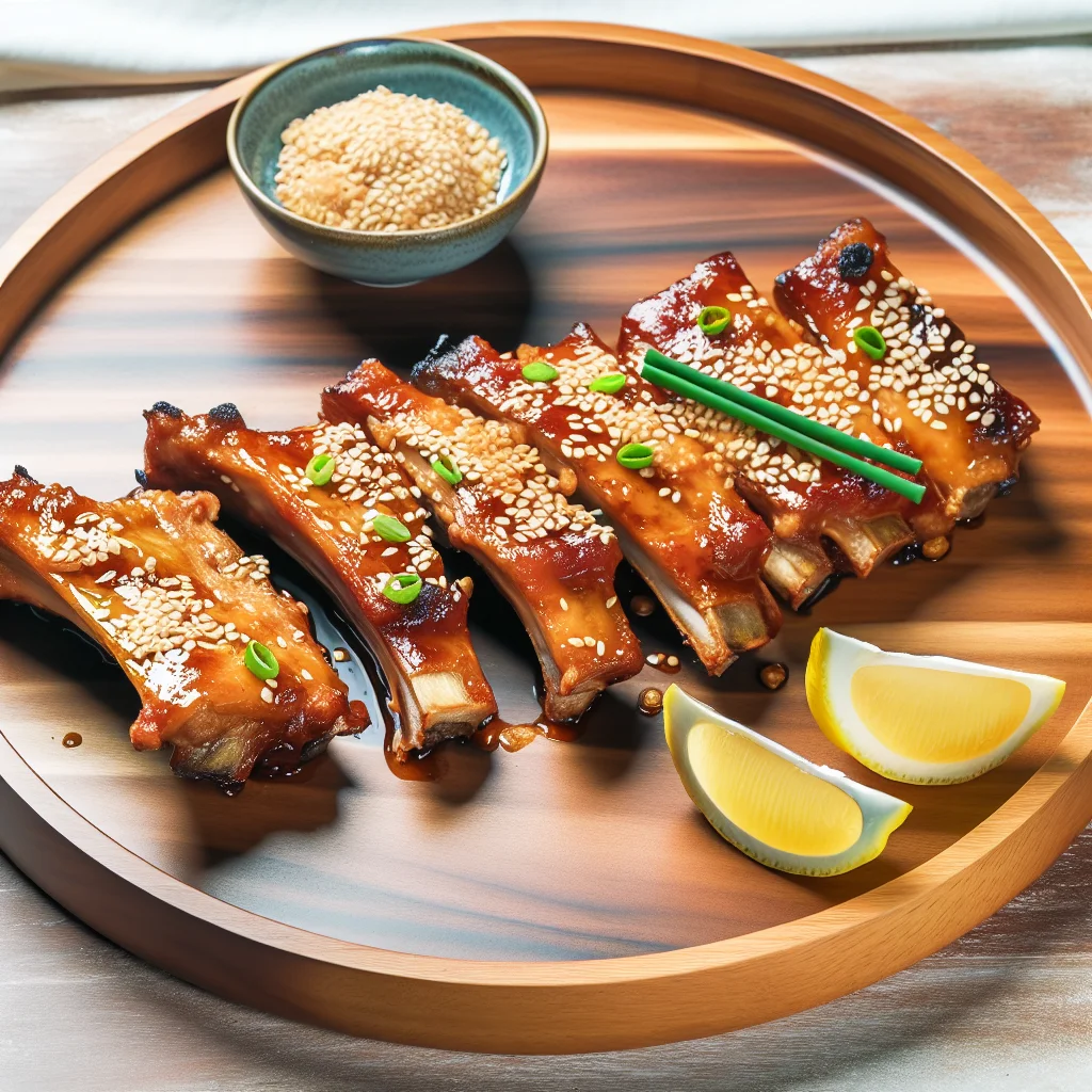 Travers de porc laqué au miel et épices BBQ