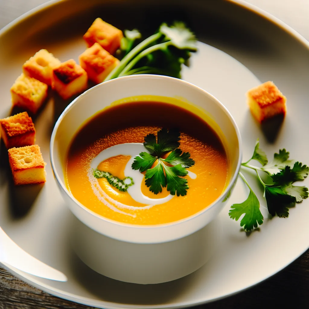 Velouté de courge butternut et lait de coco
