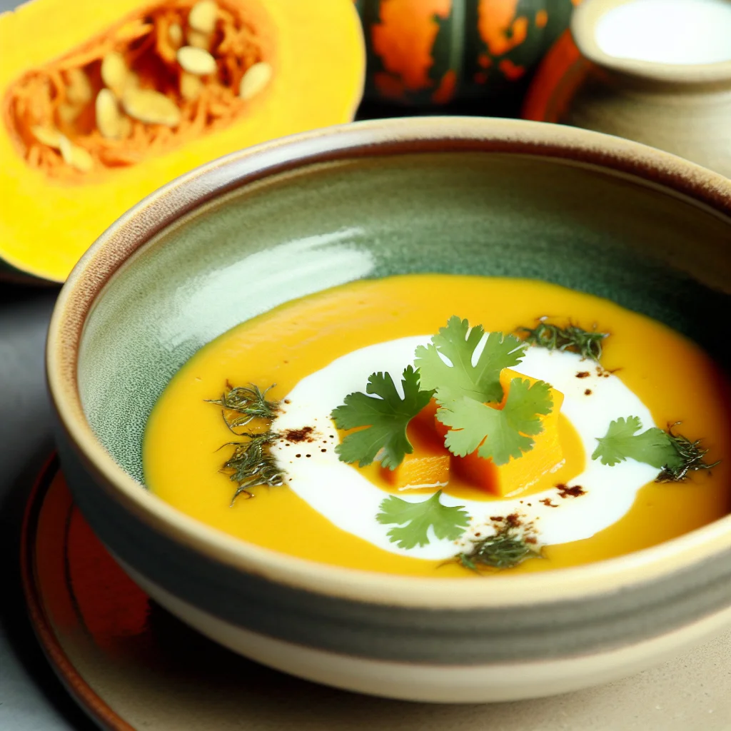 Velouté de potiron au curry et lait de coco