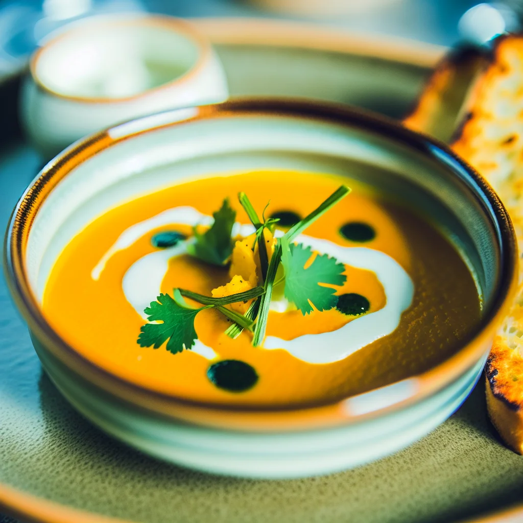 Velouté de potiron et noix de coco aux épices