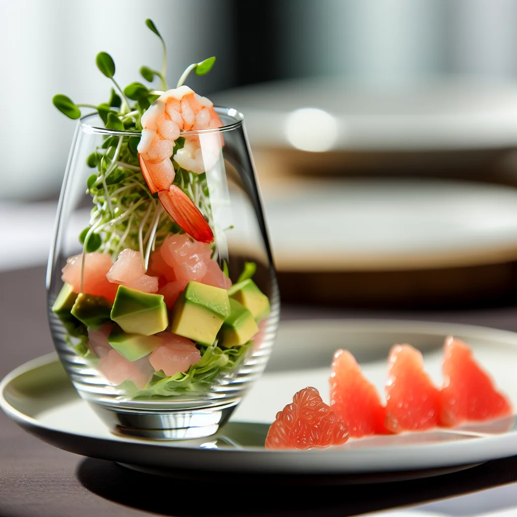 Verrine de crevettes au pamplemousse et avocat