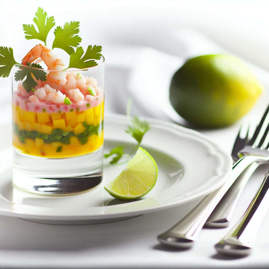 Verrine de tartare de mangue et crevettes