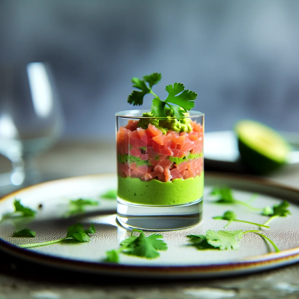 Verrine de Tartare de Saumon à l'Avocat et Citron Vert
