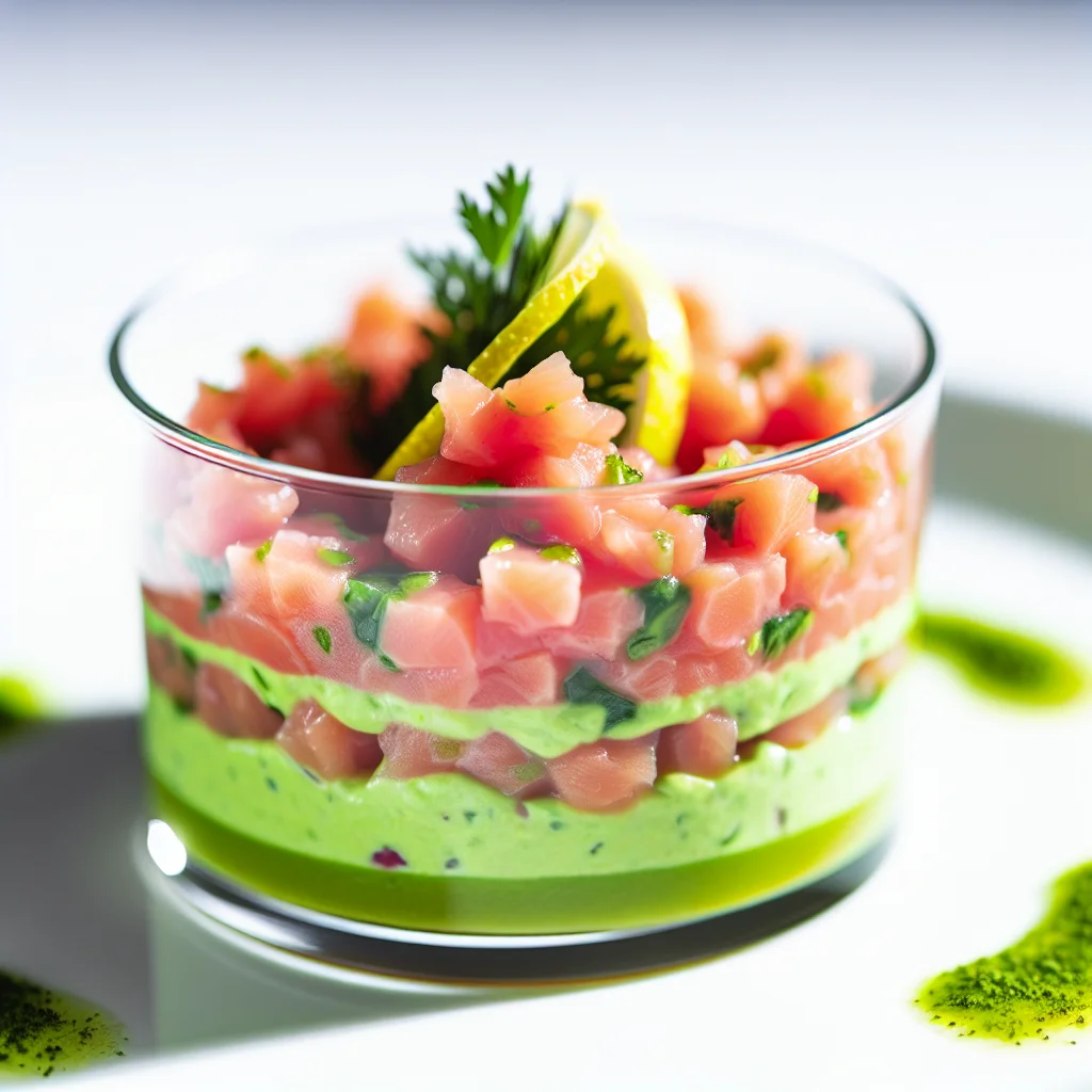 Verrine de Tartare de Saumon au Citron Vert et Avocat